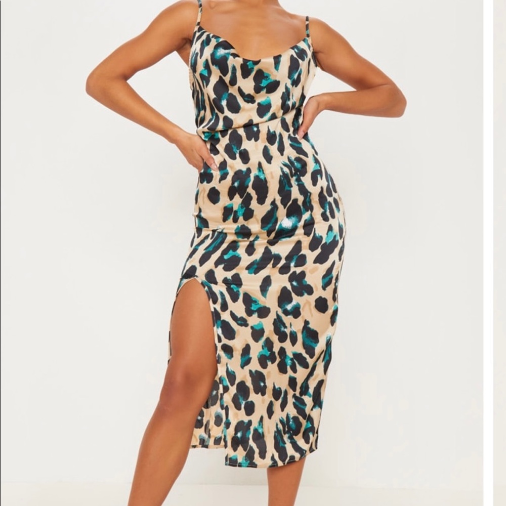 PLT PURPLE Leopard MIDI Dress